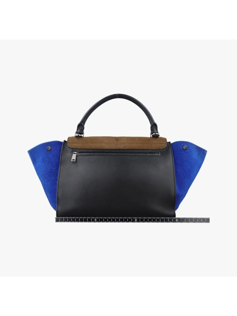 Celine Trapeze Black Brown Blue Calf Hair Shoulder